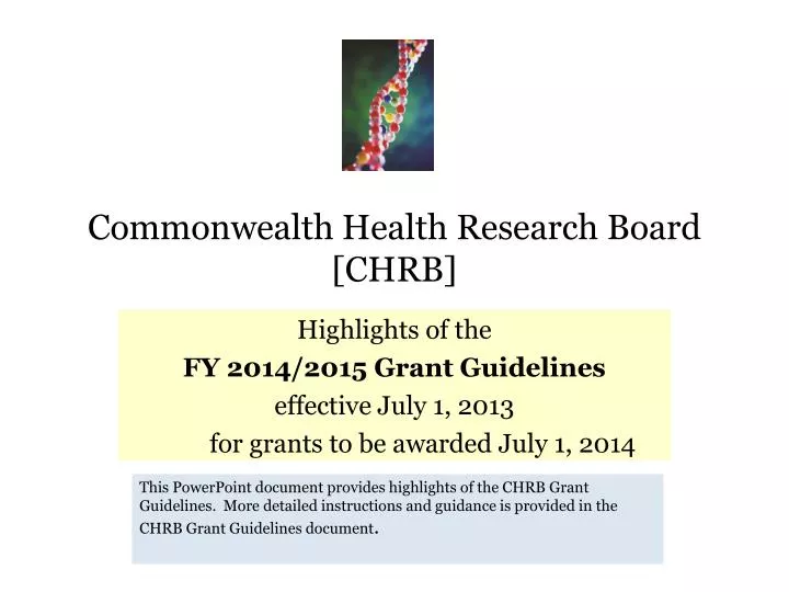 commonwealth health research board chrb