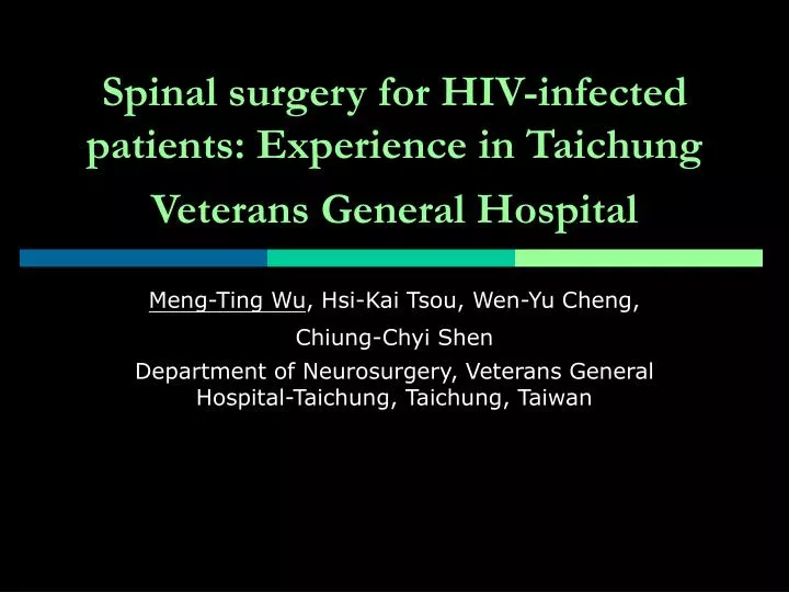spinal surgery for hiv infected patients experience in taichung veterans general hospital