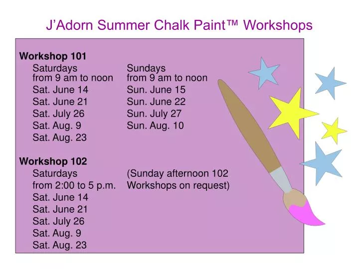 j adorn summer chalk paint workshops