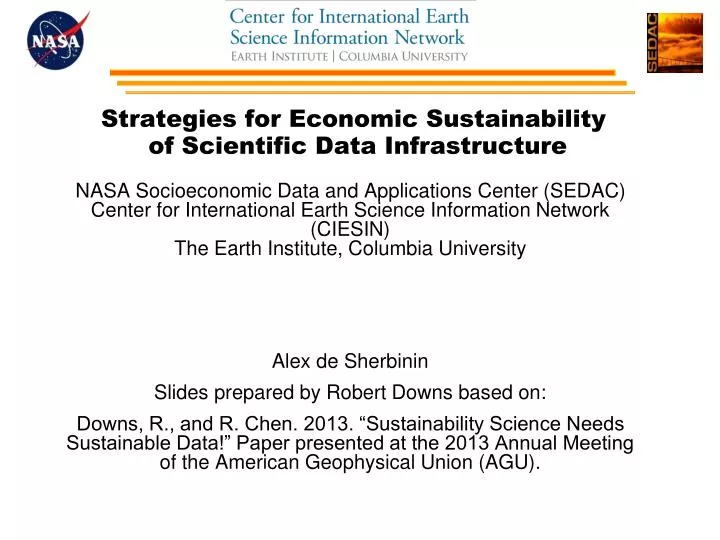 strategies for economic sustainability of scientific data infrastructure