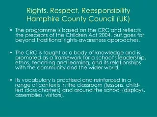 Rights, Respect, Reesponsibility Hamphire County Council (UK)