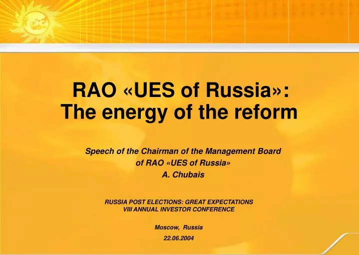 rao ues of russia the energy of the reform