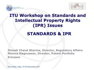 ITU Workshop on Standards and Intellectual Property Rights (IPR) Issues