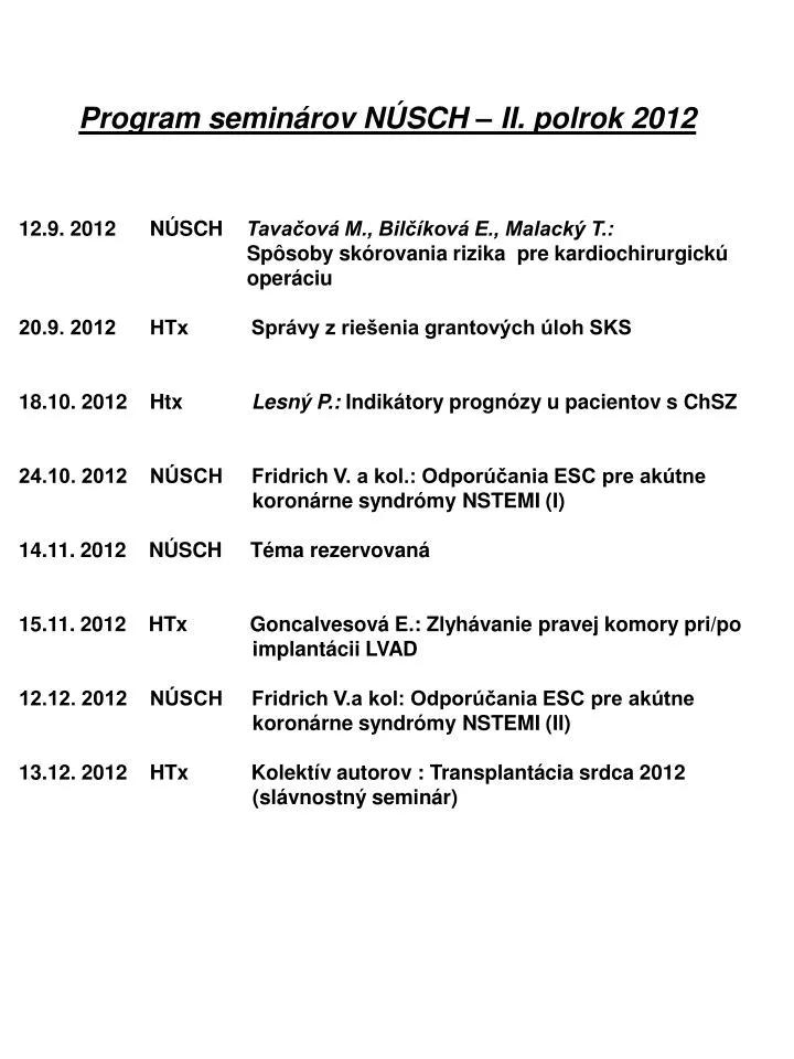 program semin rov n sch ii polrok 2012