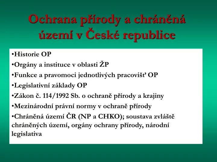 ochrana p rody a chr n n zem v esk republice