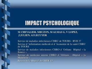 IMPACT PSYCHOLOGIQUE