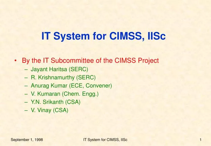 it system for cimss iisc