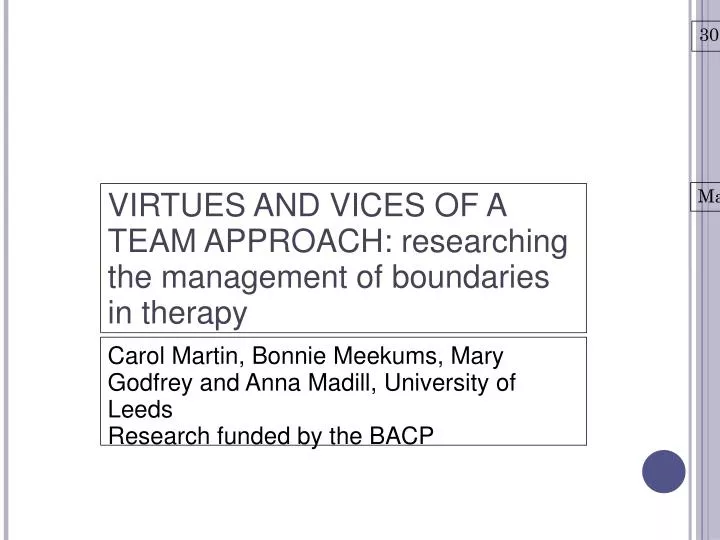 virtues and vices of a team approach researching the management of boundaries in therapy
