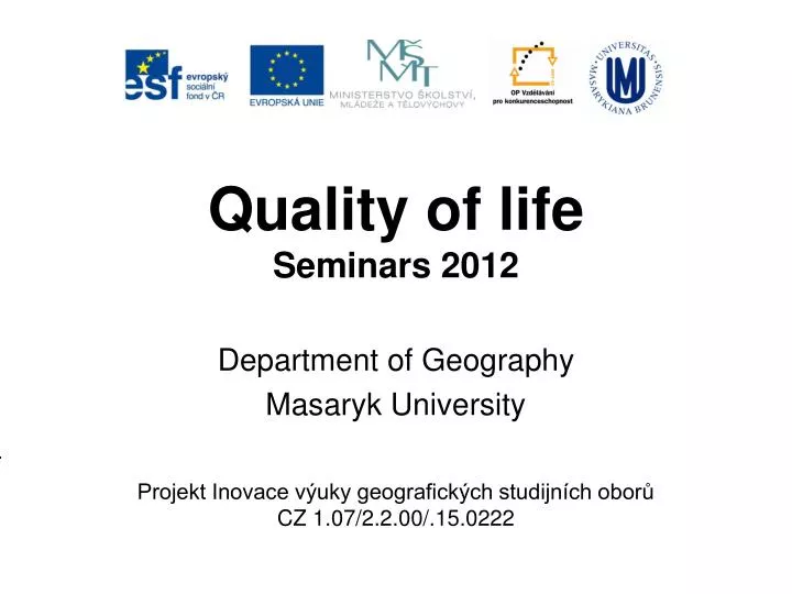 qualit y of lif e seminars 2012