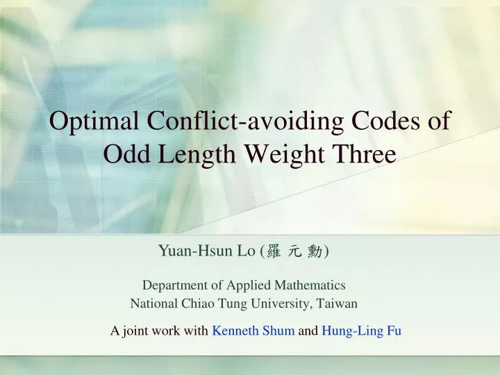 optimal conflict avoiding codes of odd length weight three