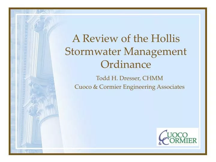 a review of the hollis stormwater management ordinance
