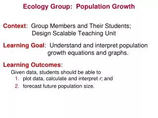 Ecology Group: Population Growth