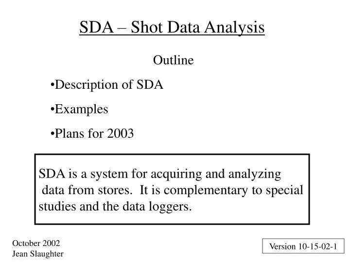 sda shot data analysis