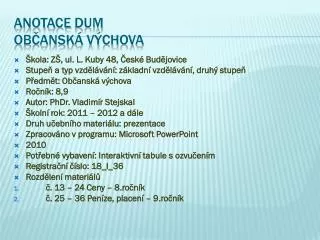 anotace dum ob ansk v chova