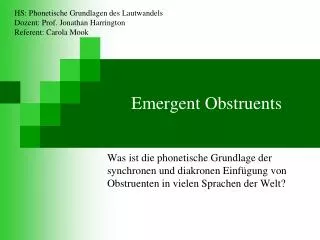 emergent obstruents