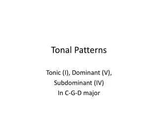 Tonal Patterns