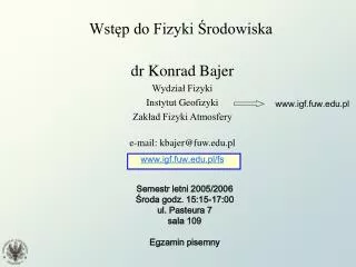 wst p do fizyki rodowiska