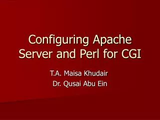 Configuring Apache Server and Perl for CGI