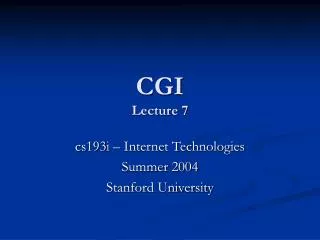 CGI Lecture 7