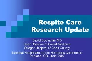 Respite Care Research Update