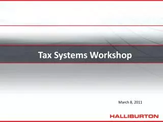Tax Systems Workshop