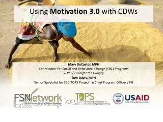 Using Motivation 3.0 with CDWs