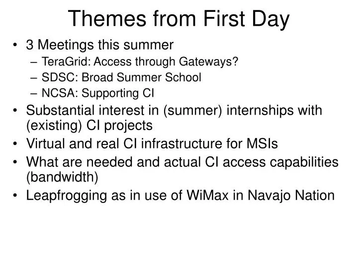 themes from first day