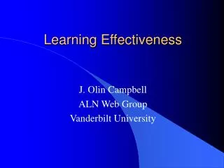 Learning Effectiveness