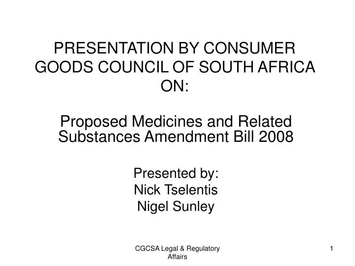 presentation by consumer goods council of south africa on
