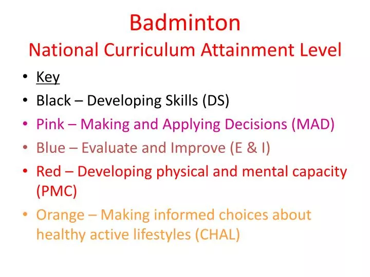 badminton national curriculum attainment level