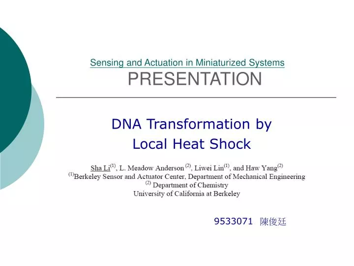 sensing and actuation in miniaturized systems presentation