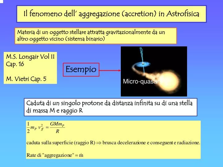 il fenomeno dell aggregazione accretion in astrofisica