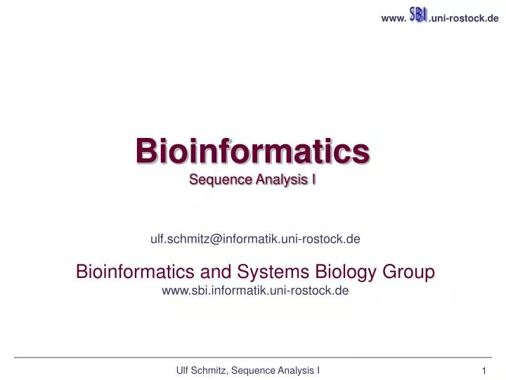 bioinformatics sequence analysis i