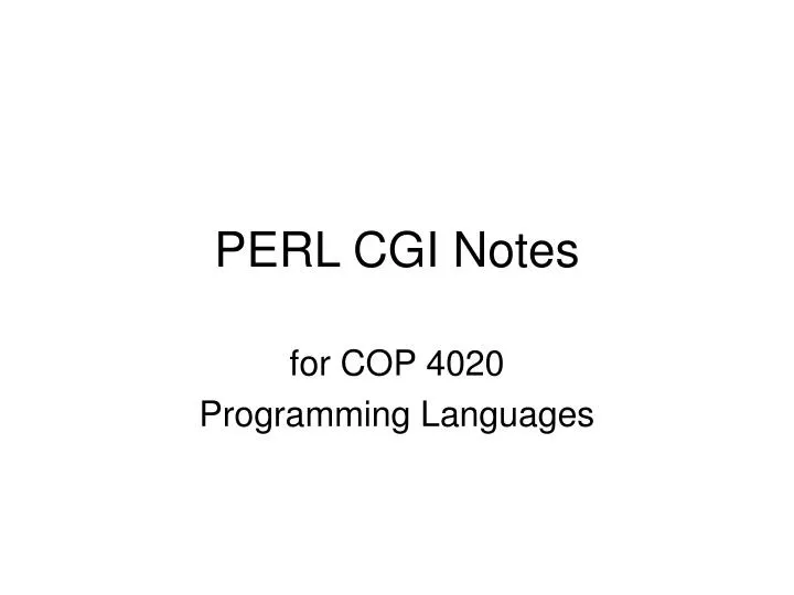 perl cgi notes