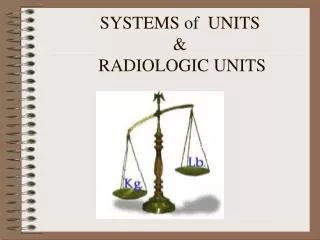 SYSTEMS of UNITS &amp; RADIOLOGIC UNITS