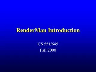 RenderMan Introduction
