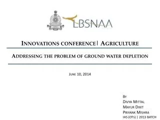 Addressing the problem of ground water depletion