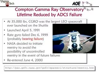 compton gamma ray observatory lifetime reduced by adcs failure