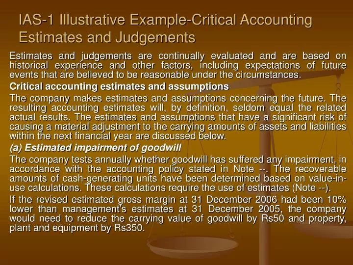 ias 1 illustrative example critical accounting estimates and judgements