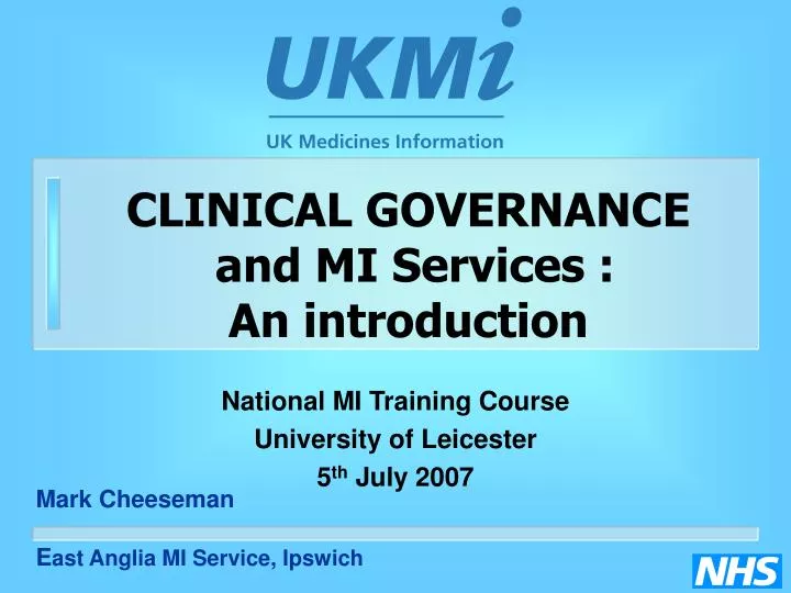 clinical governance and mi services an introduction
