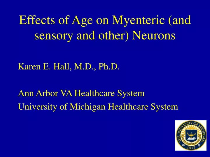 effects of age on myenteric and sensory and other neurons