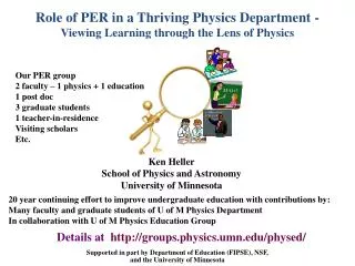Role of PER in a Thriving Physics Department - Viewing Learning through the Lens of Physics