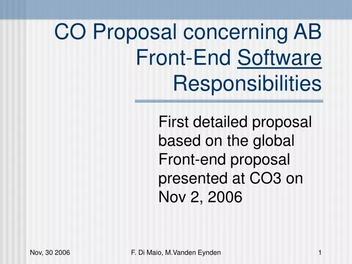 co proposal concerning ab front end software responsibilities