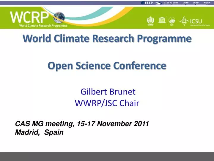 world climate research programme open science conference gilbert brunet wwrp jsc chair
