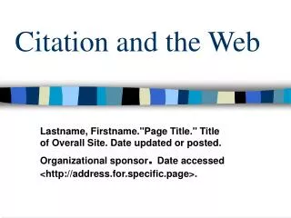 Citation and the Web