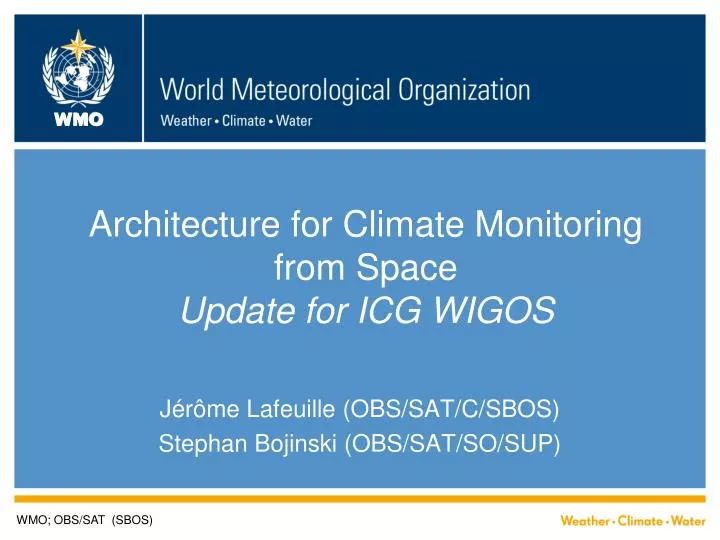 architecture for climate monitoring from space update for icg wigos