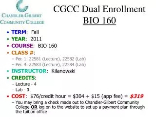 CGCC Dual Enrollment BIO 160