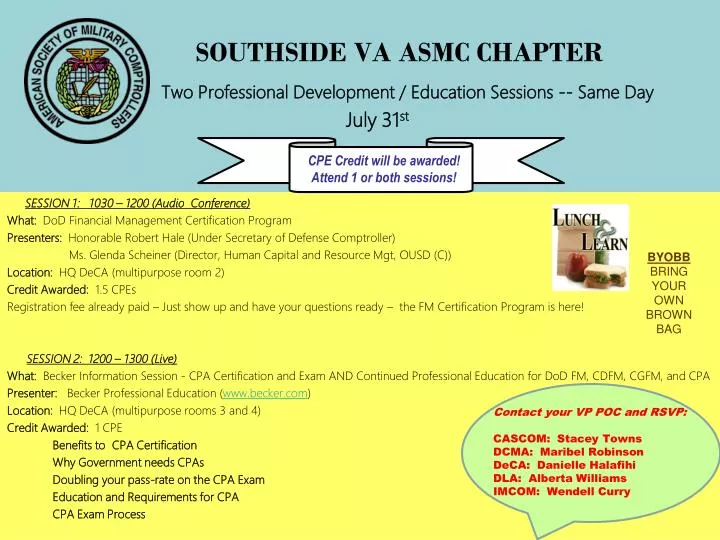 southside va asmc chapter two professional development education sessions same day july 31 st