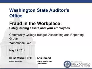 Community College Budget, Accounting and Reporting Group Wenatchee, WA
