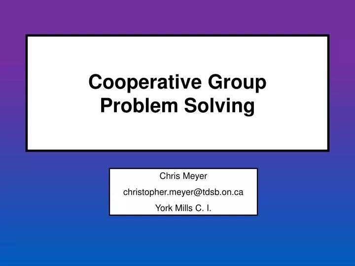 cooperative group problem solving